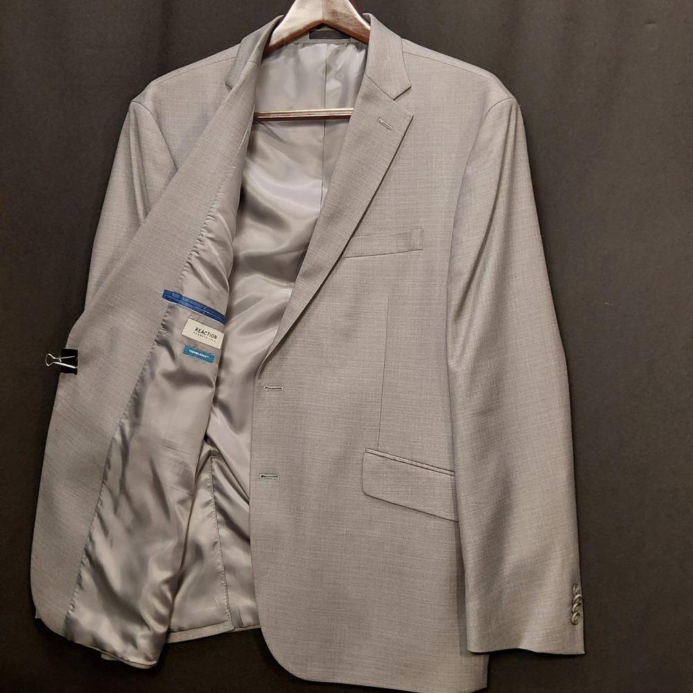 Kenneth Cole Reaction Techni-Cole Mens Blazer Grey 48R Slim Fit Sport Coat